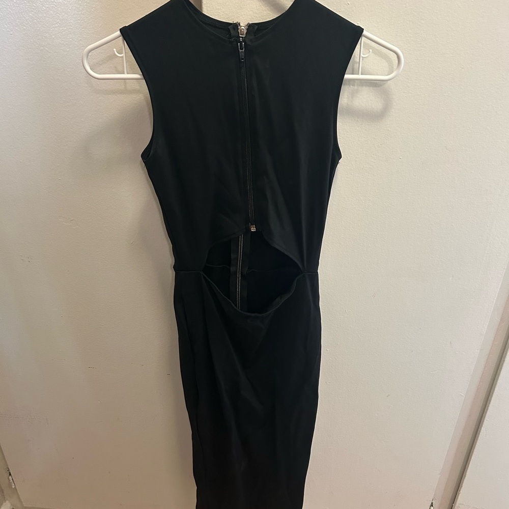 Walter Mendez Designer Black Cut Out High-Low Dress